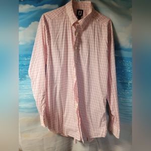 FootJoy Pink Square Pattern Long Sleeve Button‎ Down Shirt Mens Size Large